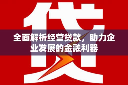 红岗全面解析经营贷款，助力企业发展的金融利器