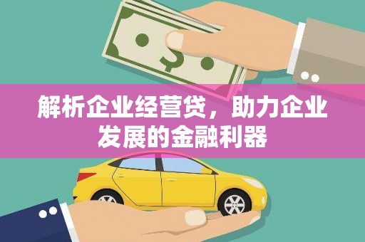 红岗解析企业经营贷，助力企业发展的金融利器