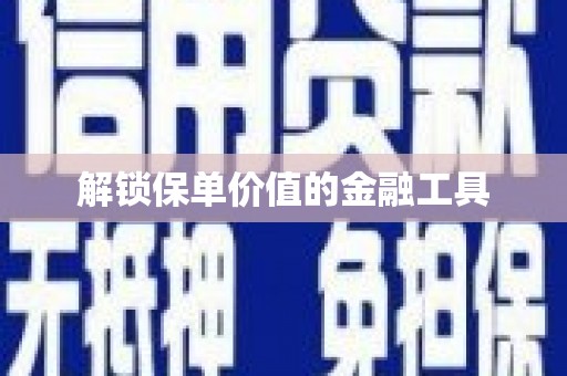 红岗解锁保单价值的金融工具